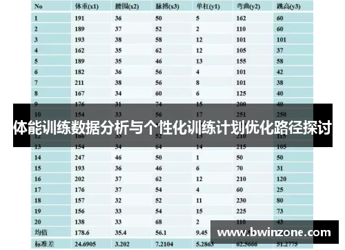 体能训练数据分析与个性化训练计划优化路径探讨